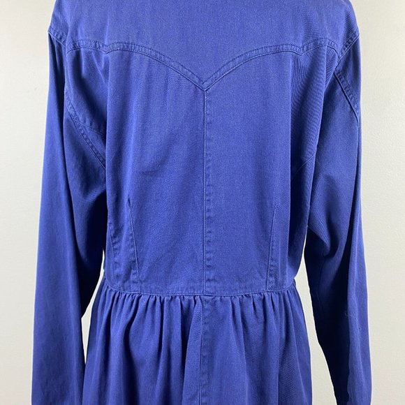 Gitano Dress Large Navy Blue Pearl Snap Denim Western Long Sleeve A-Line Vintage - Picture 6 of 10